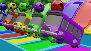 Baby Shark + Wheels On the Bus song - Soccer ball shaped wheels | Colorful jj kids