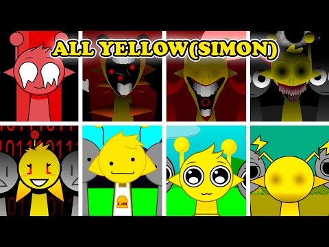 Incredibox - Sprunki | ALL YELLOW (Simon) in Different Mods | Normal VS Horror