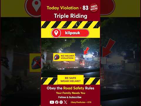 TODAY VIOLATION -83 Triple Riding is Unsafe Kindly Avoid it..  #obeytherules #chennaitrafficpolice