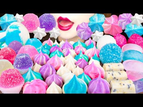 【ASMR】UNICORN COLOR DESSERTS 🦄 MUKBANG 먹방 食べる音 EATING SOUNDS NO TALKING