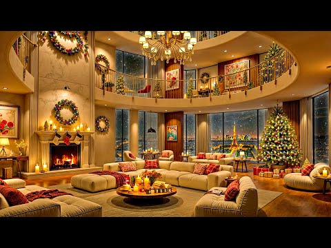 Cozy Paris Apartment Ambience with Eiffel Tower View 🎄 Christmas Jazz 2025 for Relax & Stress Relief