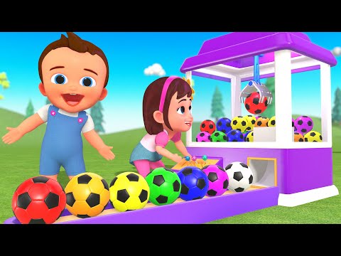 Learning Colors for Kids with Little Babies Fun Play with Soccer Ball Claw Machine Toy 3D Kids Edu