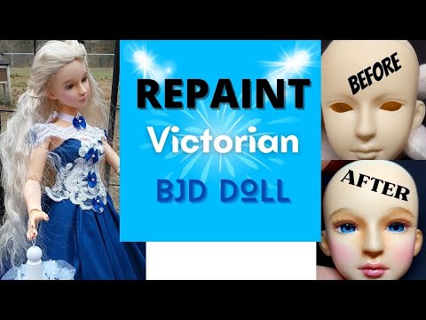 REPAINT! Cheap BJD Doll | Victorian Doll MAKEOVER & Making Ball Gown  Parasol Custom Faceup | OOAK🎅🎄