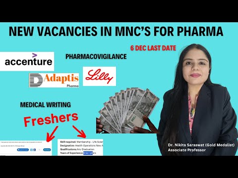 Pharmacovigilance and Medical Writing Jobs for Pharma Freshers in MNCs | Pharma Freshers can Apply