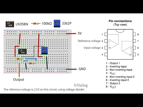 I tried to run a comparator using the LN358N operational amplifier.