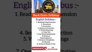 English Syllabus for Banking Exams 2023 #shorts #viralshorts #ytshorts #youtubeshorts #bankexams