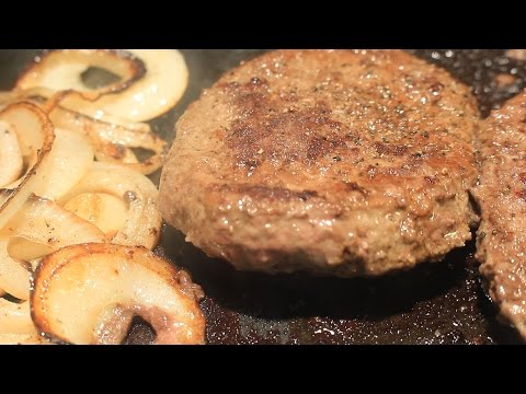 Flat Top Grilling Ground Sirloin w/  Onions