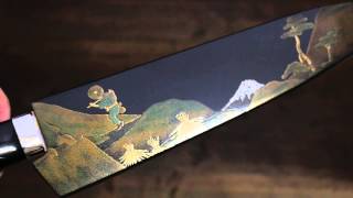 Takeshi Saji Mt.Fuji Makie Art Gyuto 240mm Japanese Chef Knife Hand made