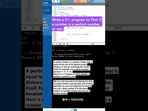 Perfect number Program#c++#program#tutorial #BSCS#shorts