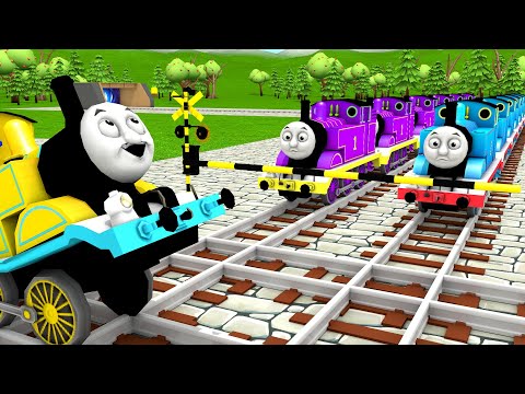 【踏切アニメ】あぶない電車 THOMAS FRIENDS RAINBOW COLORS Railroad Crossing Animation #train