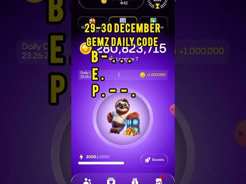 Today's Gemz daily code | gemz daily code 29-30 December  | 29-30 December gemz Combo cards