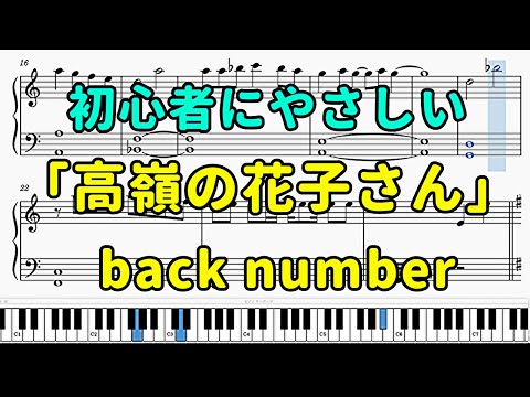 「高嶺の花子さん」ピアノの簡単な楽譜（初心者）【back number】