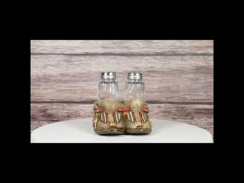 Rustic Tribal Native Indian Moccasin Shoe Shaped Salt And Pepper Shakers Holder