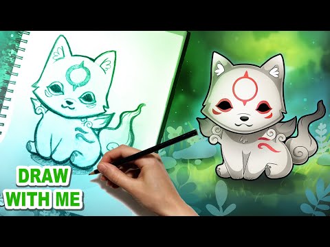 How to Draw Okami Fox Chibiterasu (Pencil) EASY Step by Step Art Lesson