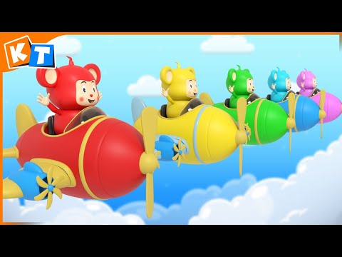 🎨 Five Colorful Planes and Monkeys Song for Kids | Fun Nursery Rhyme 🎵