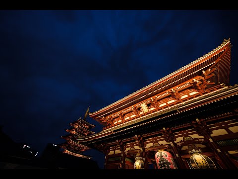 東京の夜景　浅草　浅草寺　Sensoji temple Asakusa Tokyo