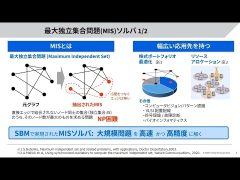 【東芝】シミュレーテッド分岐マシン™「ストリームデータ処理型の最大独立集合検出」