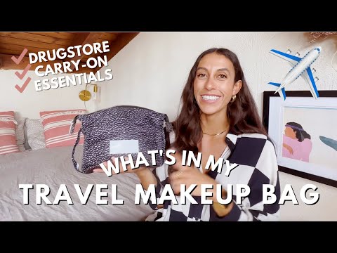 ✨WHAT'S IN MY TRAVEL MAKEUP BAG | How I Pack as a Digital Nomad Carry-On Only Drugstore Products ✈️