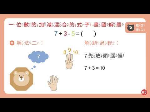 【因材網】N-1-2-S05_能計算一位數的加減混合的式子。