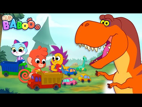 Dinosaur goes roller blading! | Club Baboo funny dinosaur videos for kids | Tyrannosaurus Rex & more