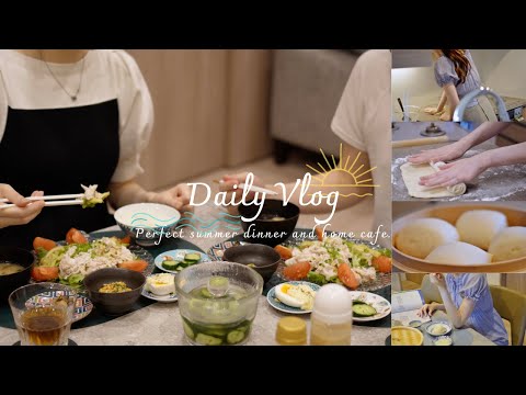 Perfect Japanese dinner for a hot day | Home cafe with milk buns | housewife's peaceful daily life