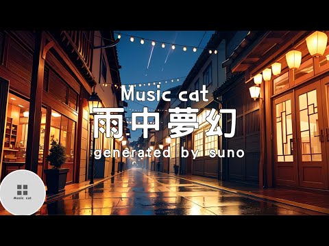 雨中夢幻-generated by suno《雨滴敲窗 心中迴響 你的身影繞心房》Music cat音樂《中英文字幕》