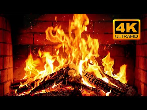 FIREPLACE 4K 🔥 Fireplace video with Burning Logs & Fire Sounds. Christmas Fireplace