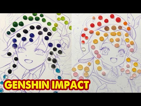 Drawing Genshin Impact Characters - Venti & Klee | Watercolor Technique