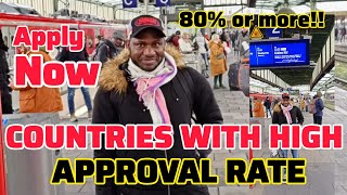 COUNTRIES WITH HIGH VISA APPROVAL RATE|APPLY NOW|80% OR MORE TO THEM