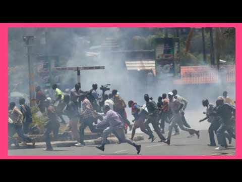 Chaos in Nairobi!Gen z engages Police Running battles at CBd as they chant "Ruto must Go"Today