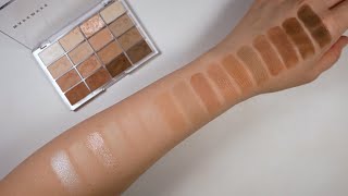 WAKEMAKE Soft Blurring Eye Palette 06 COCOA BLURRING Finger & Brush Swatches