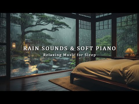 Warm Bedroom with Relaxing Piano Music + Rain Sounds for Relaxation and Stress Relief, Sleep Music