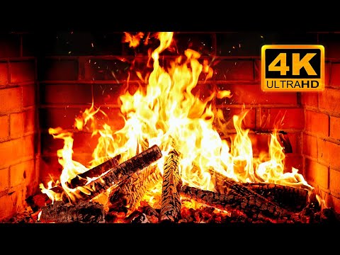 🔥 Cozy Fireplace 4K (12 HOURS). Fireplace with Crackling Fire Sounds. Fireplace Ambience