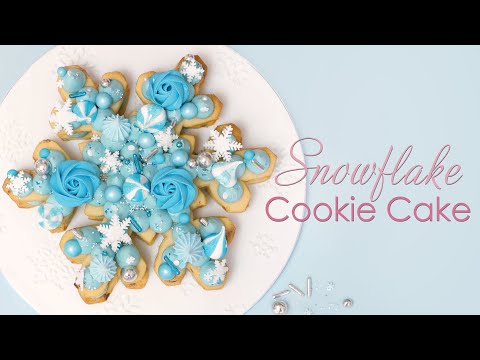 Giant Snowflake Sugar Cookie Cake with Festive Meringues