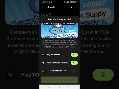 Blum TON station Quest | Complete All tasks to Get Free 1000 Blum coins | 23 October