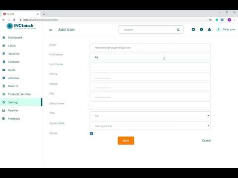 Inctouch CRM Add User