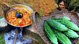 Bitter Gourd Masala Curry ❤ Healthy Village Food by Grandma | Village foodASMR