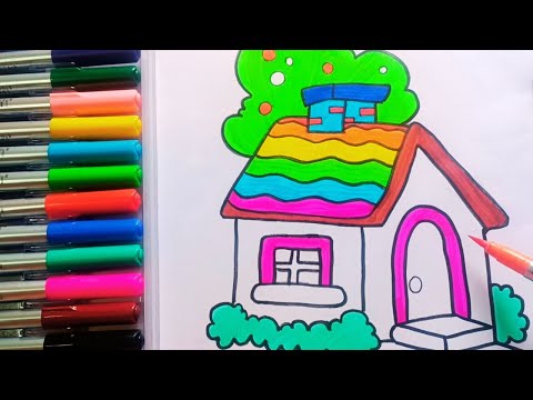 Drawing and Painting House / Home for Kids & Toddlers | Simple Drawing, Coloring #drawing