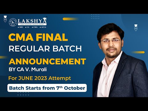 CMA FINAL face to face classes announcement || by CA V MURALI sir