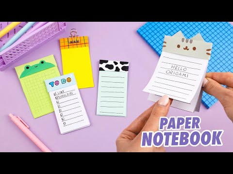 Origami Paper Notebook Cat Pusheen & Frog | How to make paper notebook without glue