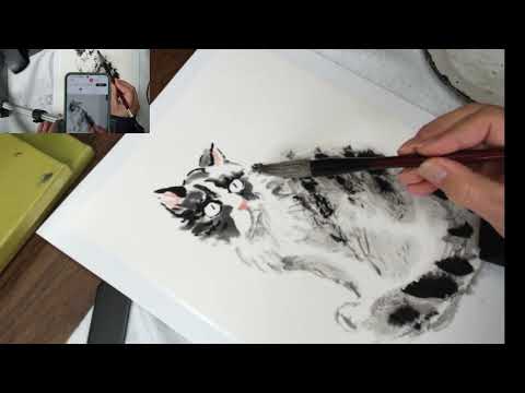 A Sumi Cat Painting Demo with the Davinci Eye App