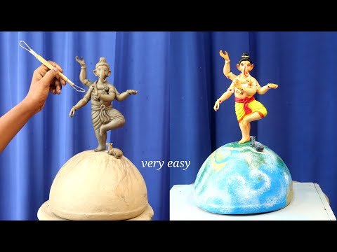 Ganapati murti making and coloring step by step | ganeshji murti on earth | clay art