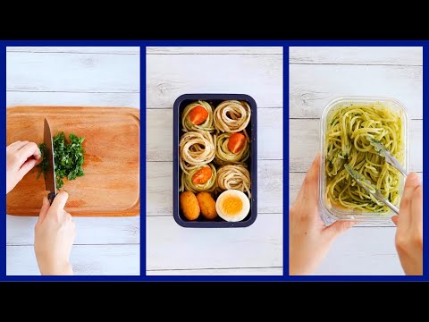 How to make Basil sauce pasta and how to pack Bento lunch box🍱Japanese style