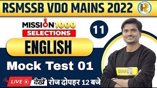 RSMSSB VDO Mains English Classes | English Mock Test | Gram Sevak Mains English by RK Mehto Sir