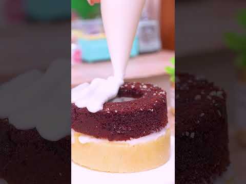 Chocolate Cake Decorating #shorts #cake #miniaturecooking #satisfying #asmr #minikitchen