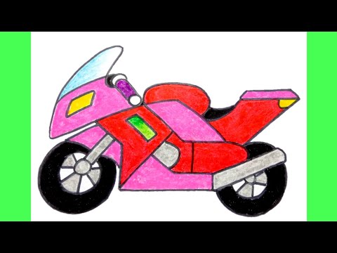 How to Draw a Motorcycle Step by Step / Drawing a Sports Bike / Easy Drawing Tutorials