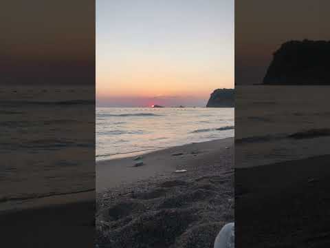 Beautiful sunset view at Buljarica beach in Montenegro filled with relaxing sounds of the sea.