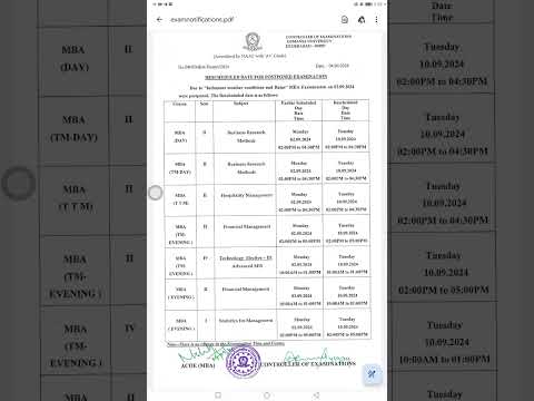 Reschedule of postponement of exam for MBA 02 Sept to 10 Sept  #osmaniauniversitylatestupdates