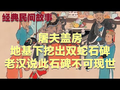 民间故事：屠夫盖房，地基下挖出双蛇石碑，老汉说此石碑不可现世#故事