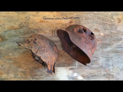 Cleaning WW2 M35 battle damage helmet